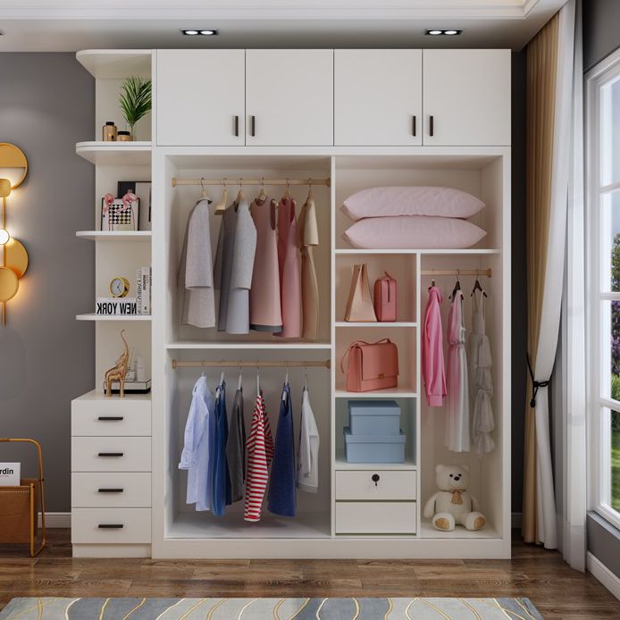 Contemporary Style Wardrobe White Colour Wooden Bedroom Wardrobe Closet