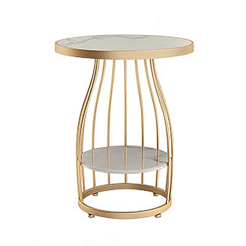 Modern Frame Side Table Slate Round Sofa End Table with Storage