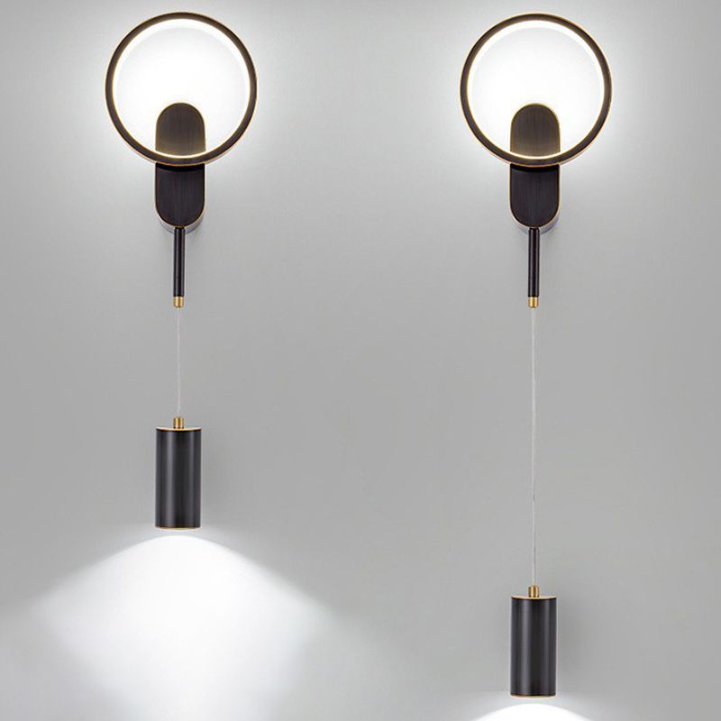 Modern Style Circle Shape Wall Light Metal 2 Light Sconces for Bedroom