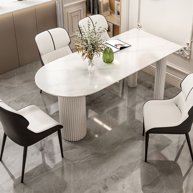 Contemporary Dining Table Sintered Stone Table with 3 White Legs for Dining