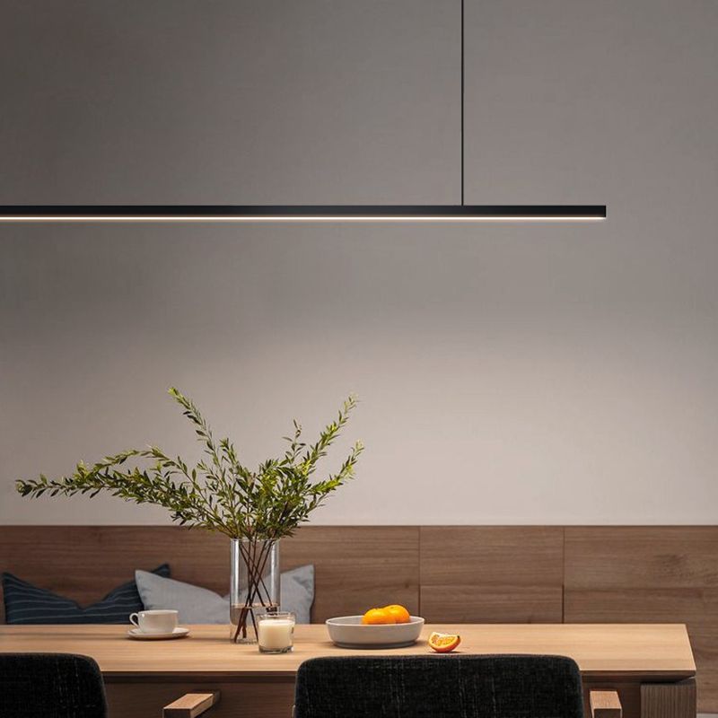 Modern Pendant Lighting for Kitchen Island Linear Chandelier Hanging Light in Black