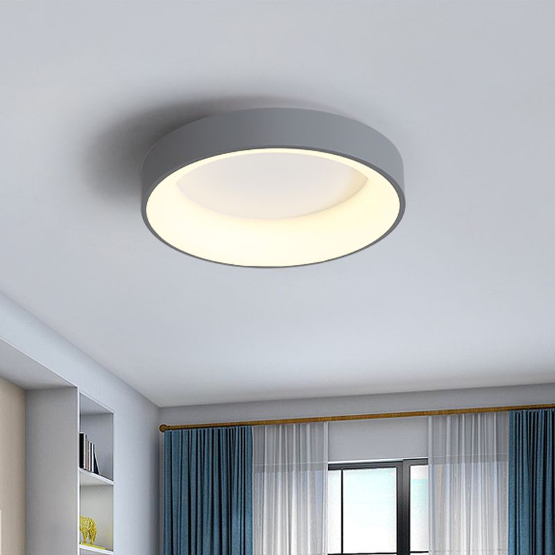 Luz de techo empotrada circular de hierro, iluminación LED empotrada gris nórdica/blanca para dormitorio, 18"/23,5" de diámetro
