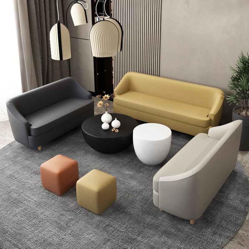 21.65" W x 27.55" H Faux Leather Recessed Arm Sofa Contemporary Stain Resistant Sofa