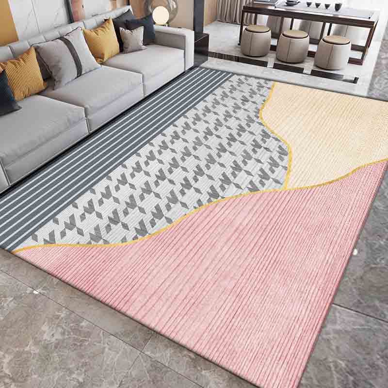 Black Nordic Carpet Polyester Contrast Color Carpet Washable Area Carpet for Drawing Room