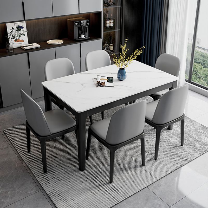 Contemporary Dining Set with Sintered Stone Dining Table and Cushion Chairs