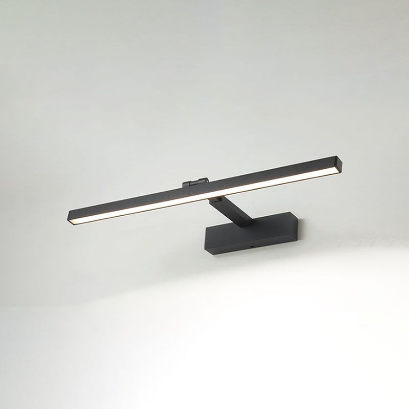 Metal Linear Wall Sconce Modern Style 1-Light Swing Arm Mirror Wall Light Fixture in Black