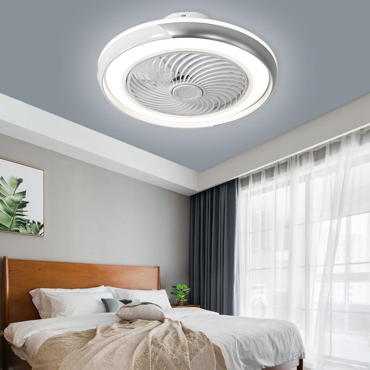 Runde Wohnzimmer Deckenlüftungslampe Metallic Moderne LED Semi Flush Leuchte