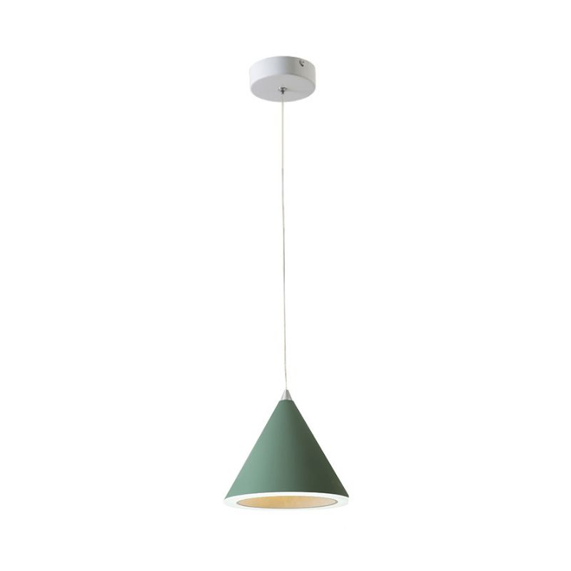 Macaron Cone LED Pendulum Light Aluminum Dining Table Ceiling Pendant Lamp in Grey/White/Pink