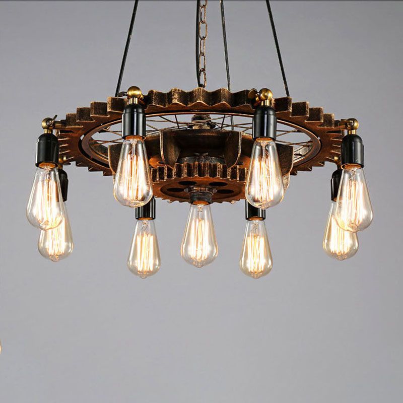 Bronze Antique suspension du lustre en fer forgé de barreaux de lustre