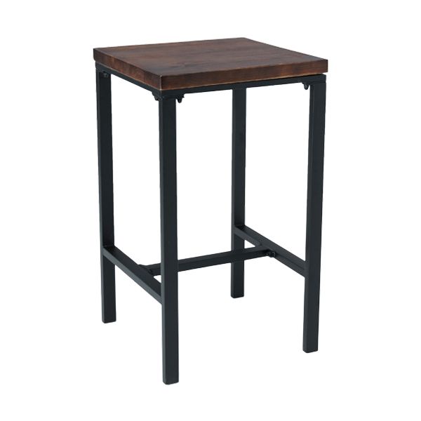 Contemporary Square Footrest Bar Table Brown Solid Wood Top Bar Table