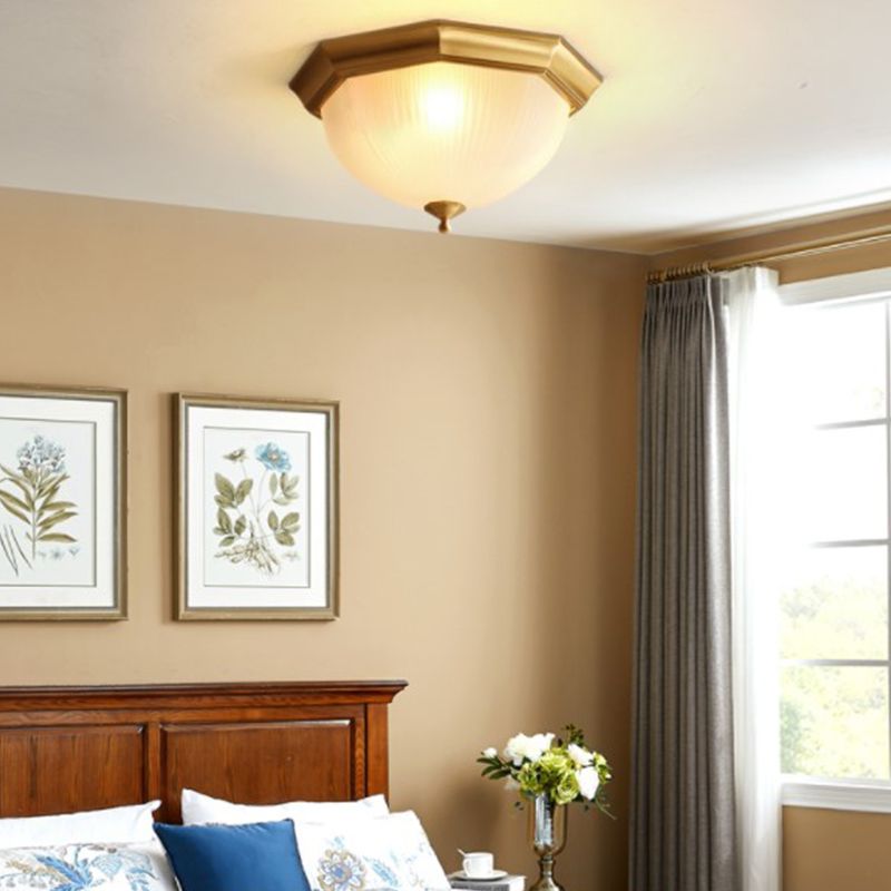 Glass Flush Mount Ceiling Light Brass Ceiling Lighting in Gold for Living Room Dining Room