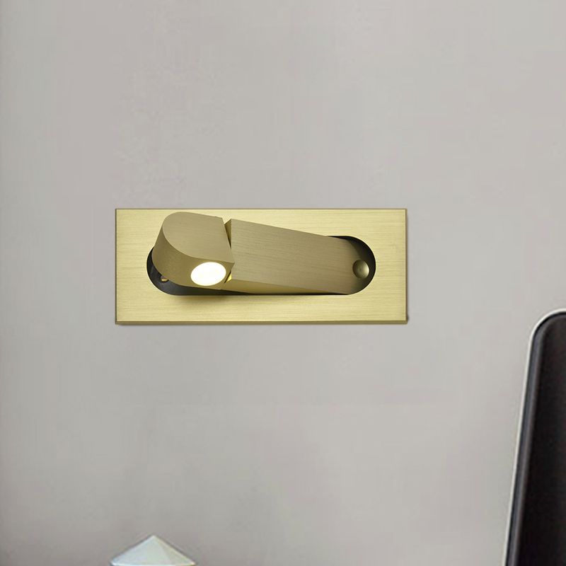 Modernist Rectangle Wall Light Sconce with Embed Design Aluminum LED Bedroom Rotatable Wall Lamp in Bronze/Coffee, Natural/Warm Light