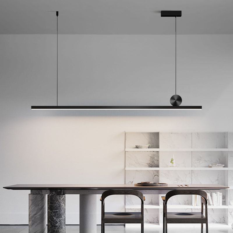 Contemporary Linear Shape Pendant Light with Plastic Shade for Living Room