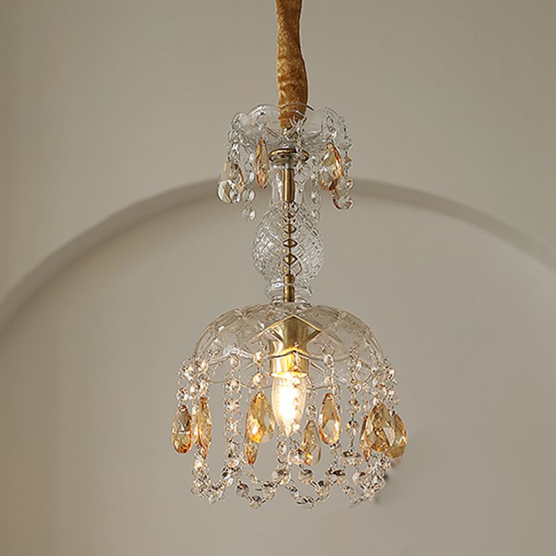 Moderner Stil einzigartiger Schatten hängend hängendes Glas 1 hängende Lampe mit Kristall
