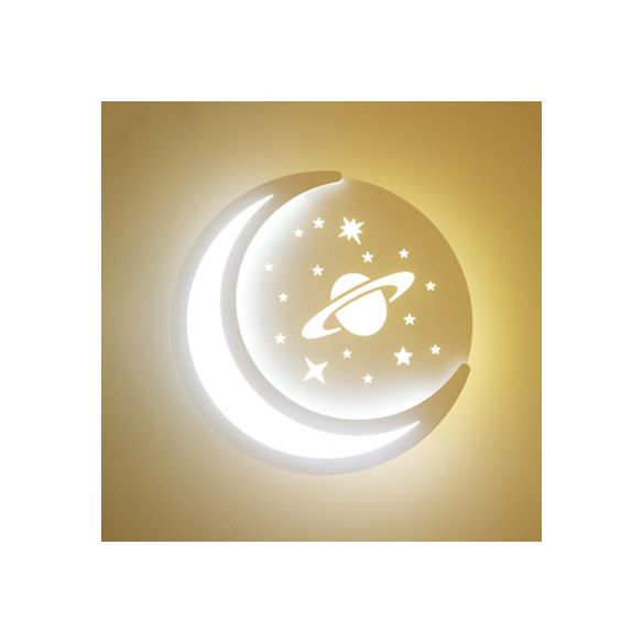 Hedendaags maanwandlicht met cartoonpatroon Acryl LED SCONCE Licht in het wit voor kinderslaapkamer