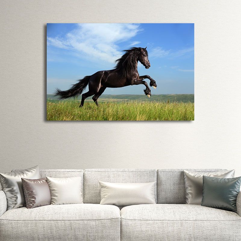 Toile imprimée cheval de Style moderne, couleur Pastel, Surface texturée, décor artistique mural pour la maison