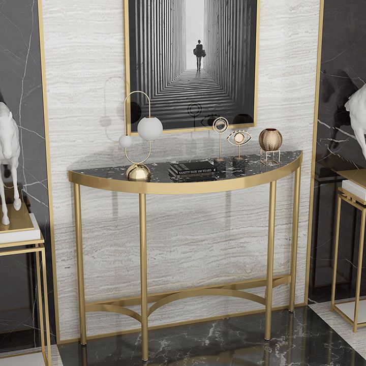 Modern Marble Console Sofa Table Half Moon Shape End Table for Hall