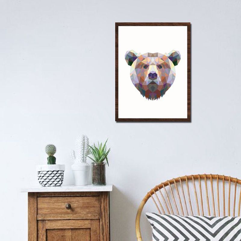 Textured Brown Canvas Print Modernist Bear Head Wall Decor, Multiple Size Available