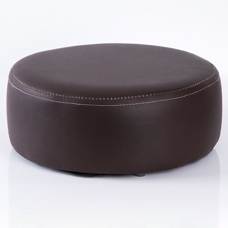 Modern Round Shape Pouf Leather Solid Color Pouf for Drawing Room
