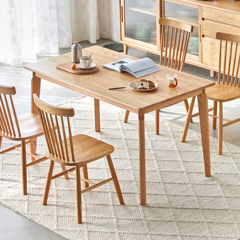 Mesa de comedor de madera maciza de estilo contemporáneo, mesa rectangular con base de madera de 4 patas para el hogar