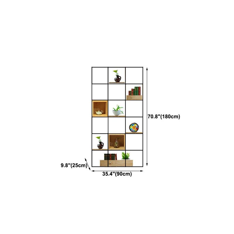 Modern Solid Wood Bookshelf Metal Etagere Bookshelf Open Back 9.8" W