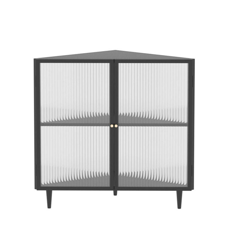 Modern 23.6"W√ó31.5"H Dining Server Antique Finish Steel Sideboard Table with Glass Door