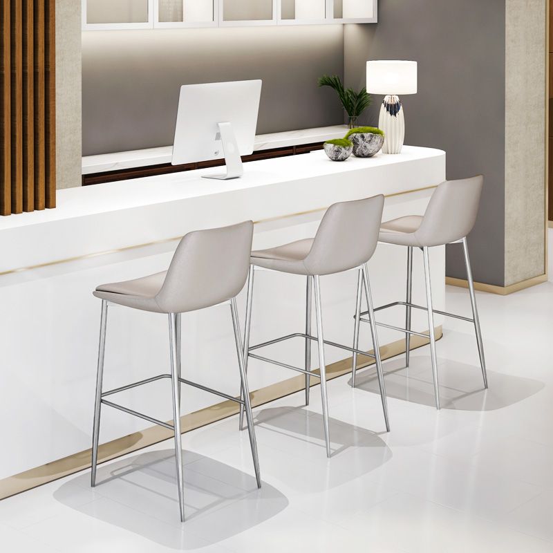 Indoor Faux Leather Bar Chair Contemporary Metal Legs Bar Stools