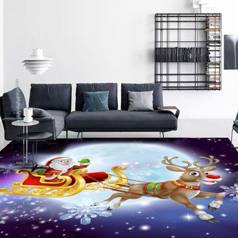 Purple Modern Rug Polyester Castle Rug Non-Slip Backing Rug for Living Room