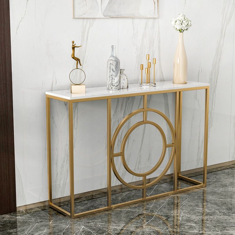 Modern Marble Console Sofa Table Rectangle Iron End Table for Hall
