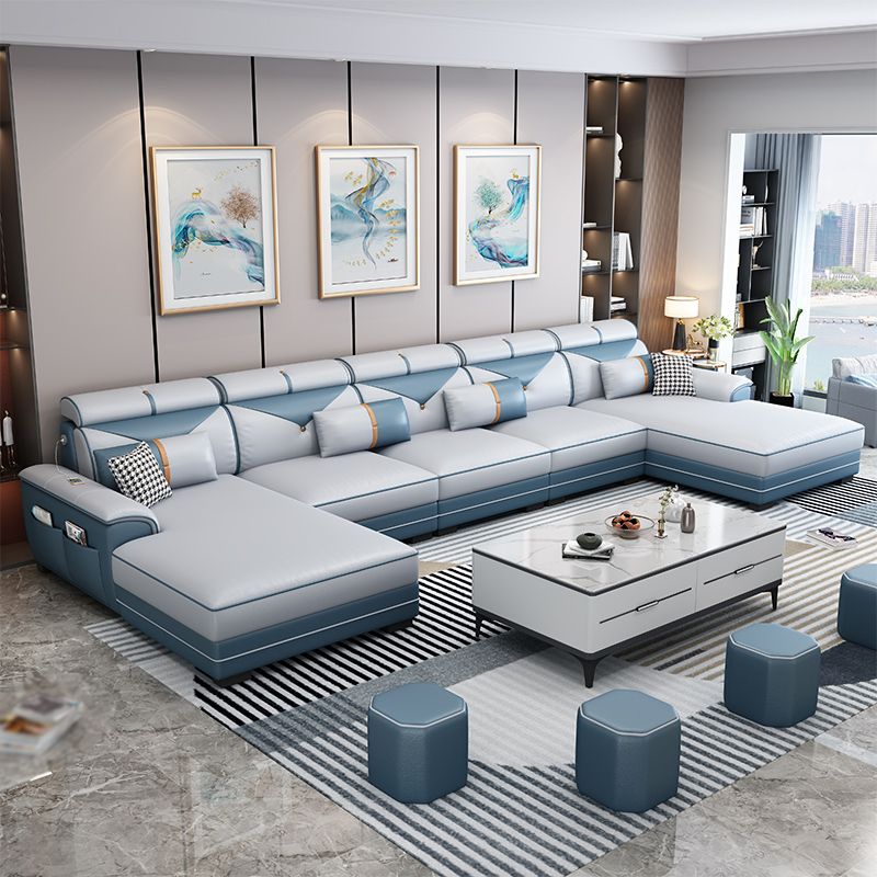 159.44" L x 70.86" W x 35.43" H Adjustable Faux Leather Pillow Top Arm Sectional