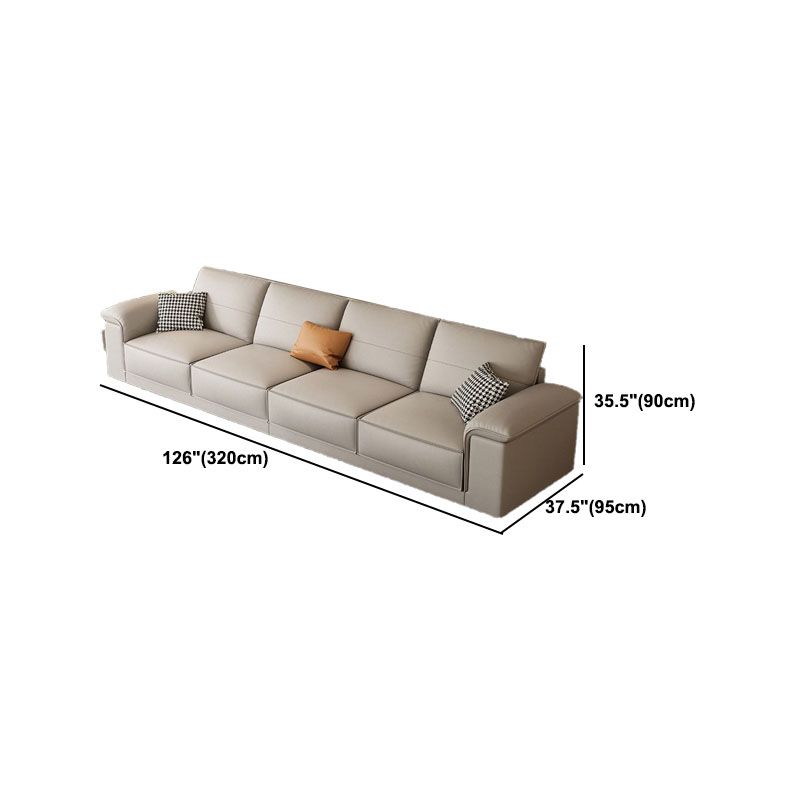 Contemporary 35.4" H Faux Leather Pillow Top Arm Sofa for Living Room
