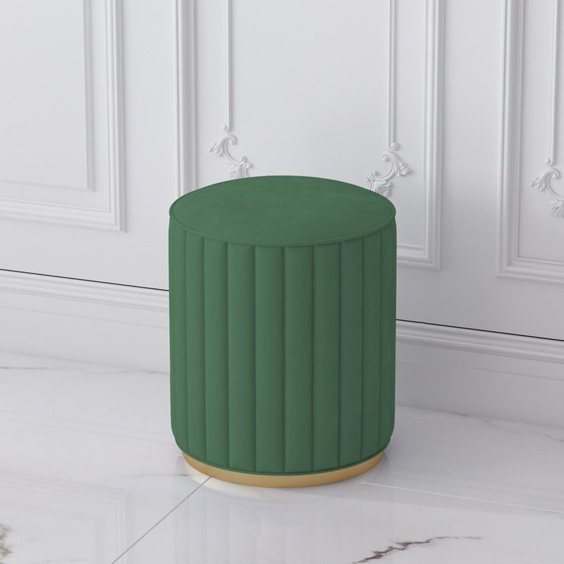 Stylish Indoor Leather Ottoman Solid Color Round Velvet Foot Stool Ottoman