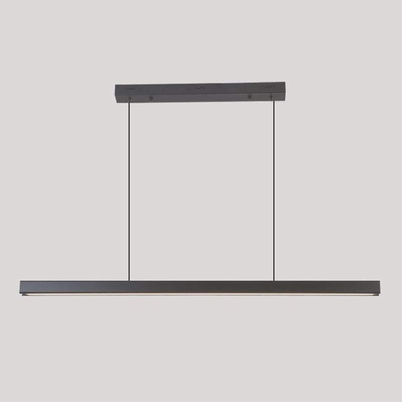 Luz de la isla de aluminio negra Lámpara de colgante de restaurante rectángulo de 1 luces de estilo simple