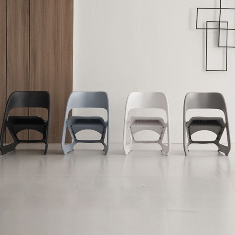 Open Back Dining Side Chair Contemporary Plastic Armless Chair