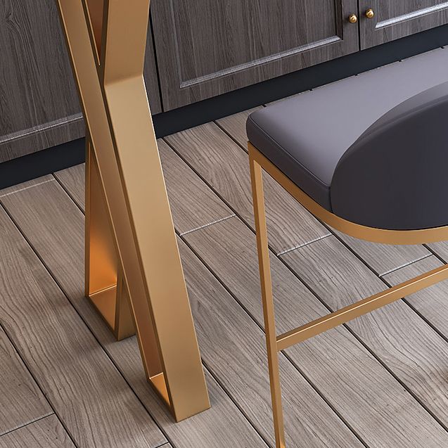 White Glam Style Bar Table in Faux Marble and Metal Bar Table for Dining Room