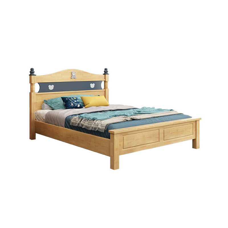 Scandinavian Solid Wood Mattress Included with Headboard Camelback Panel Bed Frame