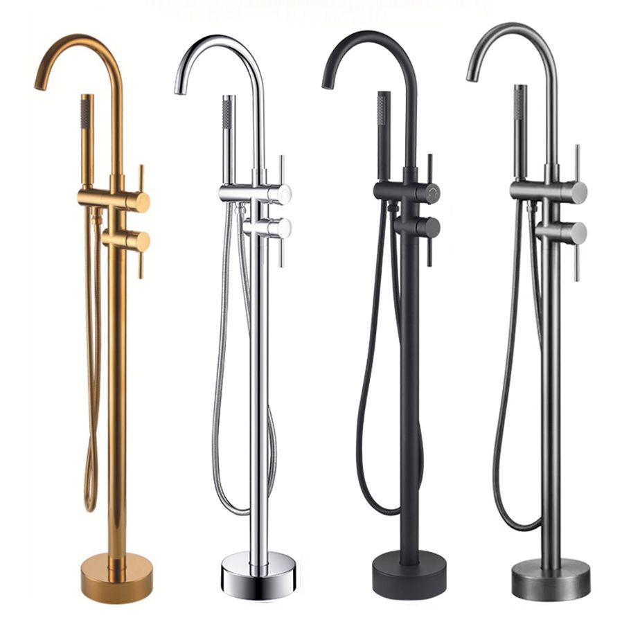 Modern Style Freestanding Bathtub Faucet Brass Floor Mounted Freestanding Faucet