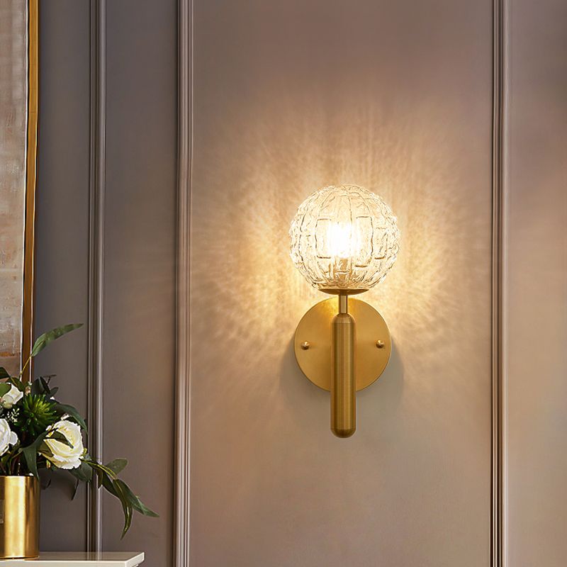 Ball Shape Metal Wall Lighting Modern Style 1-Light Wall Mounted Light in Gold