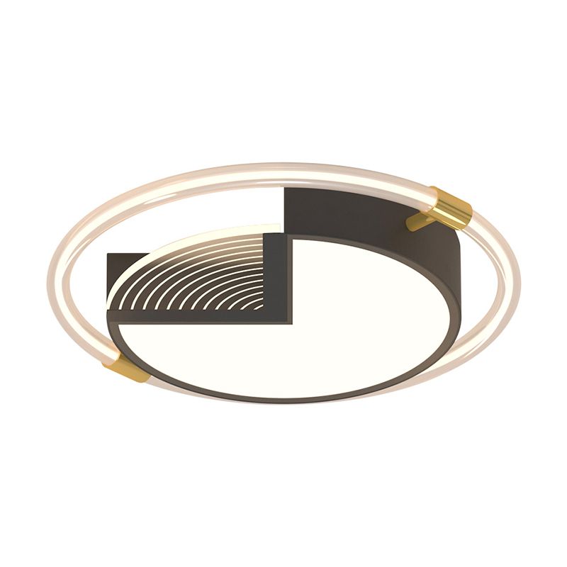 Geometric Bedroom Ceiling Fixture Acrylic LED Contemporary Flush Mount Light in Black