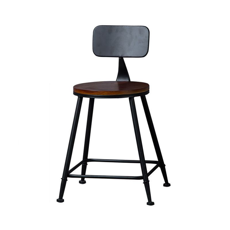 Indoor Industrial Style Wood Top Barstool Metal 4 Legs Bar Stool with Pedal