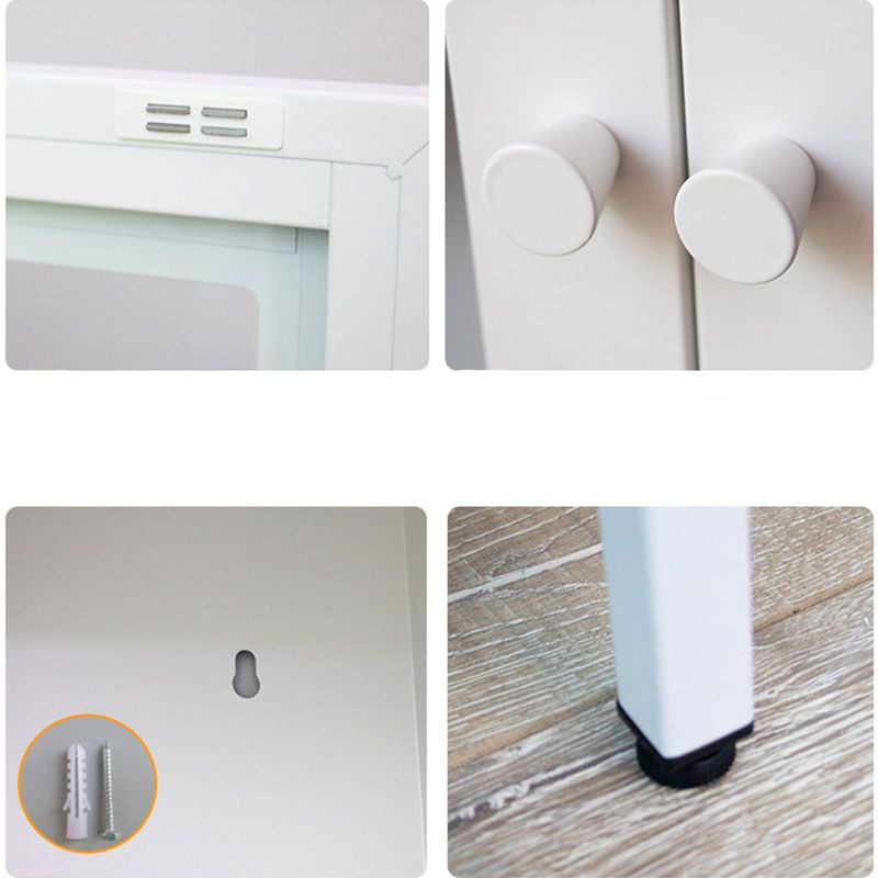 Modern Style Bookcase Metal Closed Back Bookshelf with Door for Home Office