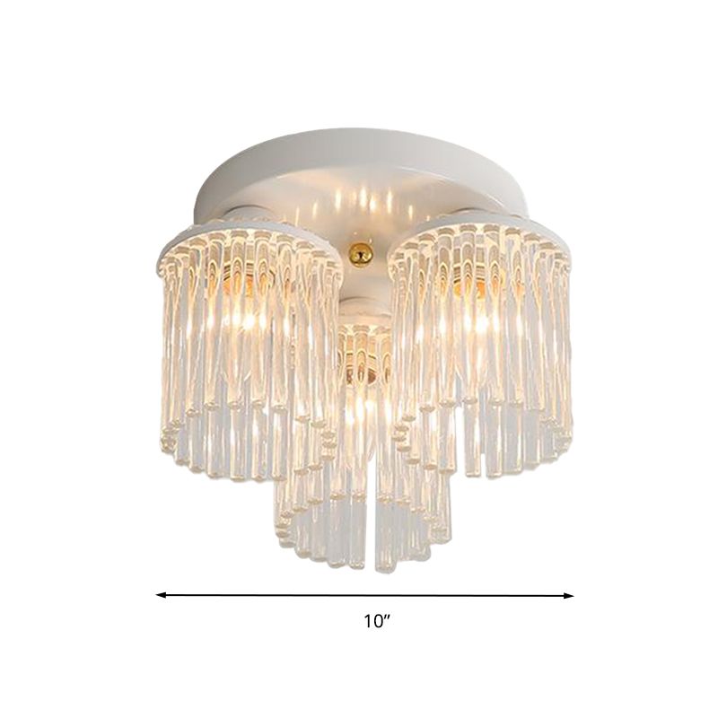 Lámpara de techo con varilla de cristal, montaje empotrado, pétalo/cilindro blanco, moderna, 1/3/5 luces