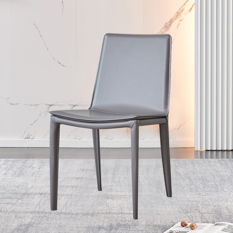 Modern Style Leather Dining Room Chair Armless Metal Side Chair for Home Use