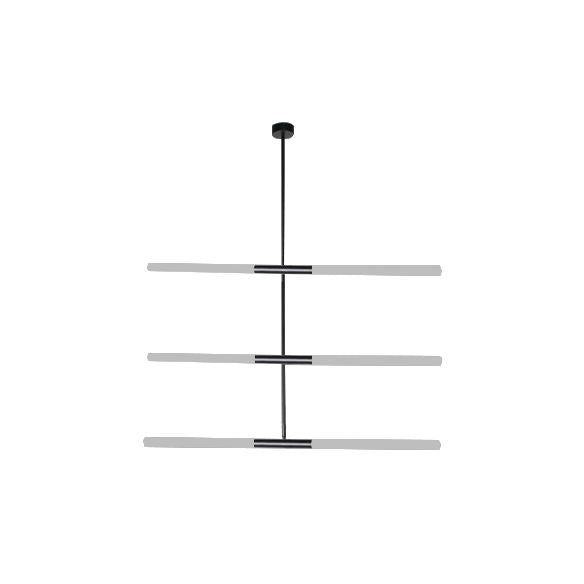 Lampadario tubolare acrilico moderno moderno 2/4/6 luci in bianco/nero/oro a soffitto in luce calda/bianca