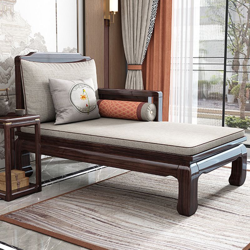 Traditional with Arms Wooden Chaise with Pillow Round Arms for Bedroom Living Room