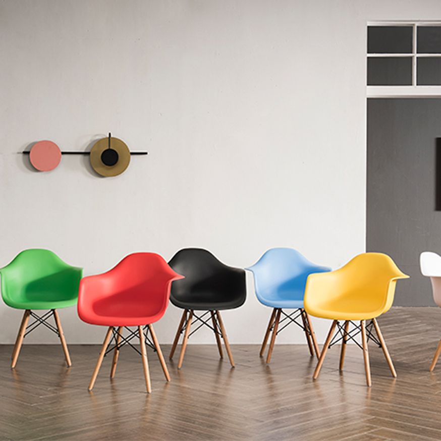 Modern Chairs Dining Arm Chairs with Wooden Legs for Kitchen