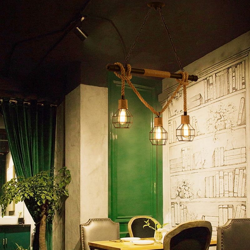 Industrial Geometric Island Lighting Rope Multiple-Light Island Light Fixtures
