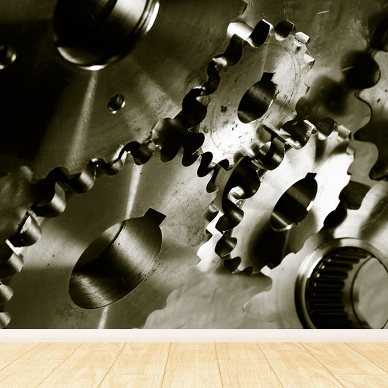 Photography Style Metal Gear Mural Decal Giant Wall Covering for Dining Room, Customised