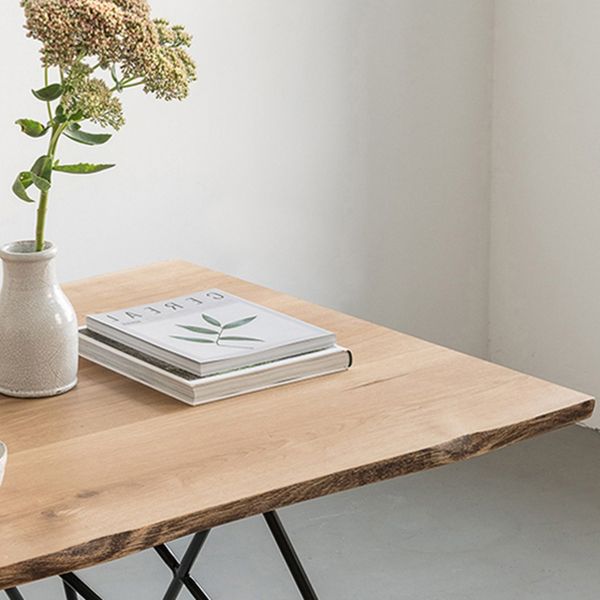 Rechteck 4 Beine Luxus Esstisch Holzfarbe fester Tisch aus massivem Holz