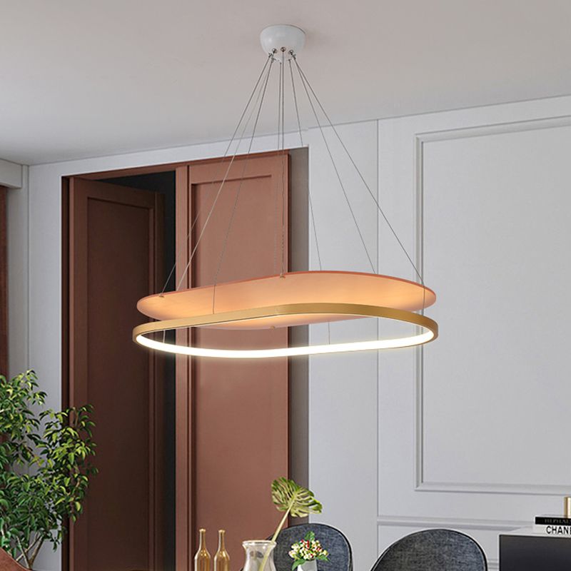 Acrylic Dual Oval Pendant Chandelier Modern LED Black/Gold Ceiling Hang Fixture for Dining Room